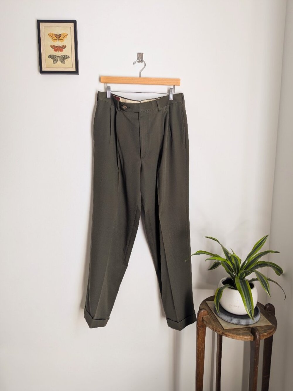 Vintage Corbin for Nordstrom Pleated Trousers 90s Men's Forest Green Size 34